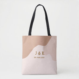 Beige boho curvy orange wedding name date