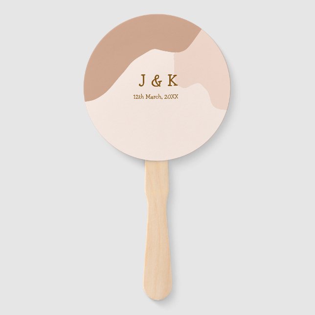 Beige boho curvy orange wedding name date fächer (Vorderseite)