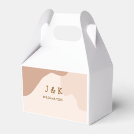 Beige boho curvy orange wedding name date geschenkschachtel