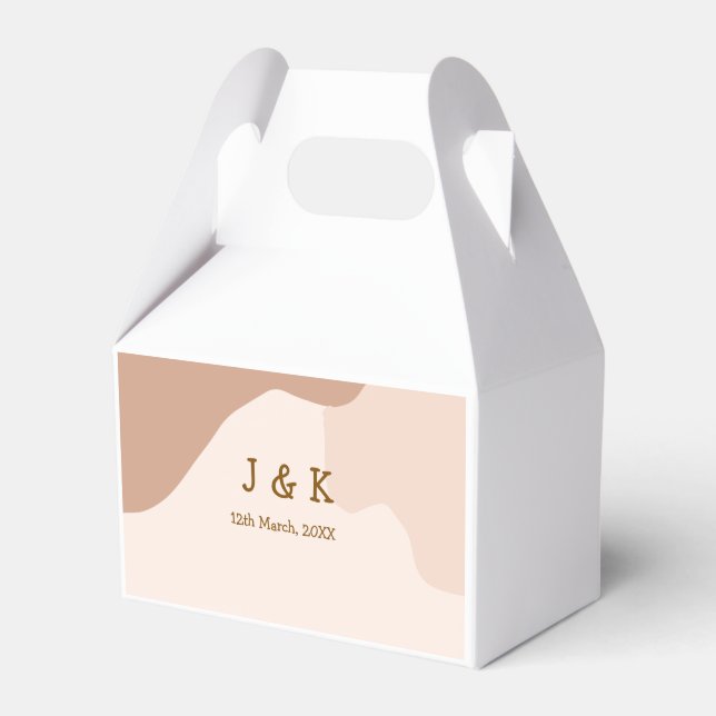 Beige boho curvy orange wedding name date geschenkschachtel (Vorderseite)