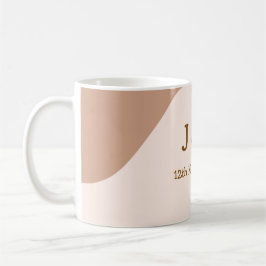 Beige boho curvy orange wedding name date kaffeetasse