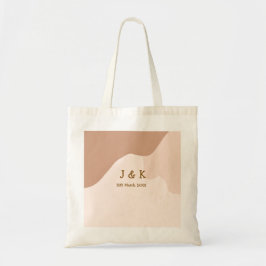 Beige boho curvy orange wedding name date tragetasche