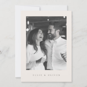 Beige Boho Foto Moderne Hochzeit Einladung