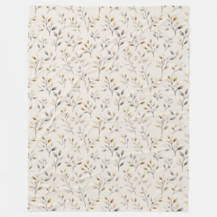 Beige Boho neutrales botanisches Creme-Blattmuster Fleecedecke