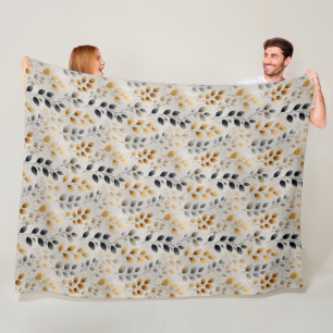 Beige Boho neutrales botanisches Muster mit cremef Fleecedecke