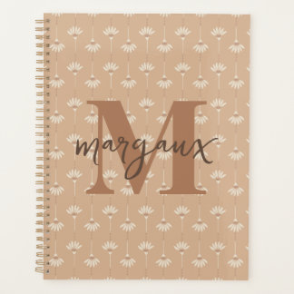 Beige Boho Personalisierte Monogramm Name Planer