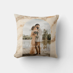 Beige Boho Rahmen Foto Hochzeit Jubiläum Paar Kissen