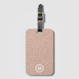 Beige & Boho Terracotta Brown Dots Monogramm Gepäckanhänger