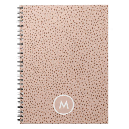 Beige & Boho Terracotta Brown Dots Monogramm Notizblock