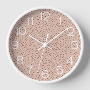 Beige & Boho Terracotta Brown Dots Uhr