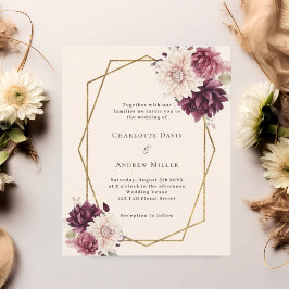 Beige bordeauxfarbene, geometrische Hochzeitseinla