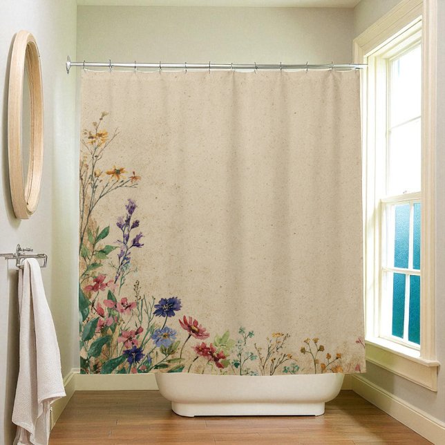 Beige Border Rustic Boho Wildblume Dusche Curtai Duschvorhang (Beige Border Rustic Boho Wildflower Shower Curtai Shower Curtain)