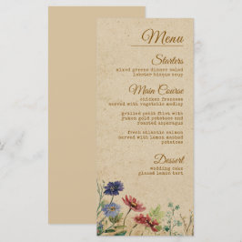 Beige Border Rustic Boho Wildblume Wedding Menükarte