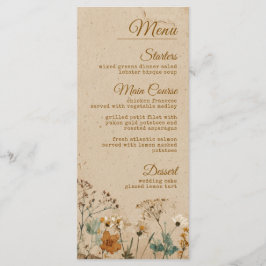 Beige Border Rustic Boho Wildblume Wedding Menükarte