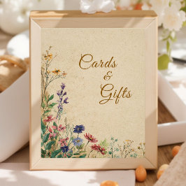 Beige Border Rustic Boho Wildblume Wedding Sign Fotodruck