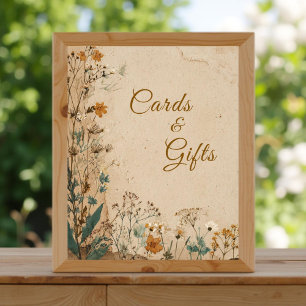 Beige Border Rustic Boho Wildblume Wedding Sign Fotodruck