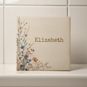 Beige Border Rustik Boho Wildblume Fliese