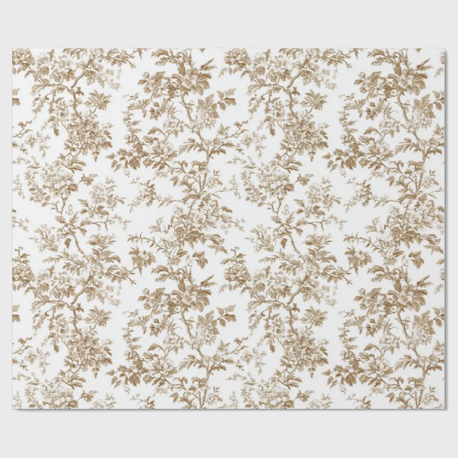 Beige Botanische Blumengebinde Geschenkpapier (Flach)