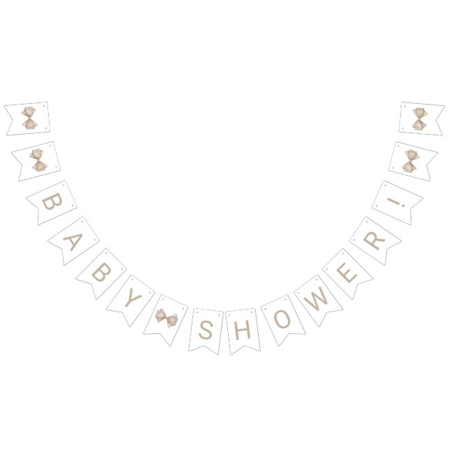 Beige Bow Baby Dusche Wimpelkette (Alle)