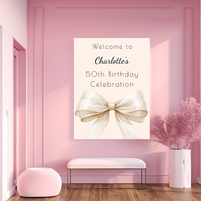 Beige Bow Creme Geburtstagsgeschenk Poster (Von Creator hochgeladen)