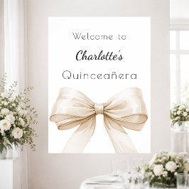 Beige Bow Creme Quinceanera Empfang Poster