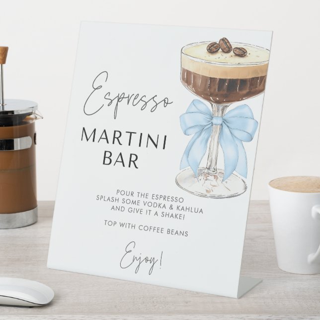 Beige Bow Espresso Martini Bar Sign Sockelschild (In Situ)