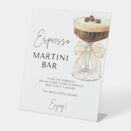 Beige Bow Espresso Martini Bar Sign Sockelschild