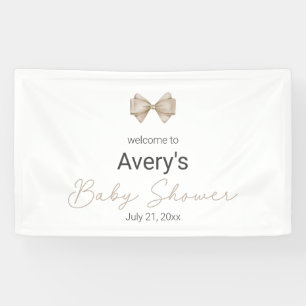Beige Bow Modern Boho Babydusche Banner