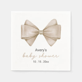 Beige Bow Modern Boho Babydusche Napkins Serviette