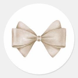 Beige Bow Modern Boho Babydusche Runder Aufkleber