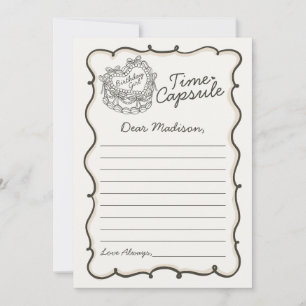 Beige Bow Retro Heart Coquette Cake Time Kapsel Einladung