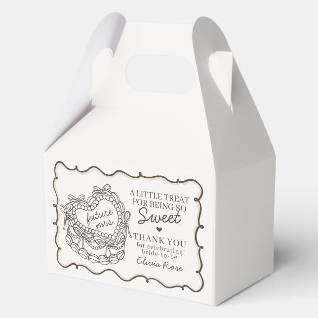 Beige Bow Retro Herz Coquette Brautparty Geschenkschachtel (Vorderseite)