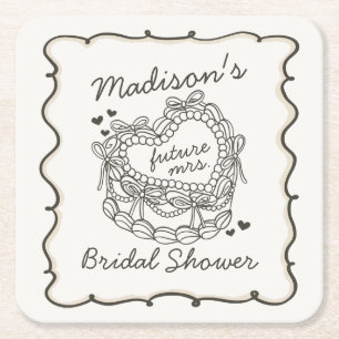 Beige Bow Retro Herz Coquette Brautparty Rechteckiger Pappuntersetzer