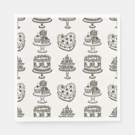 Beige Bow Retro Herz Coquette Cake Valentine Serviette