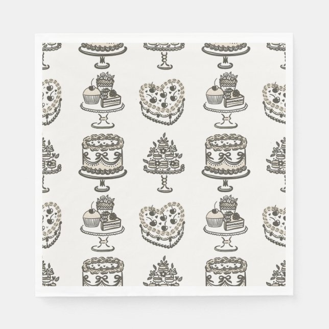 Beige Bow Retro Herz Coquette Cake Valentine Serviette (Vorderseite)