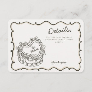 Beige Bow Retro Herz Coquette Kuchen Details Beige Begleitkarte