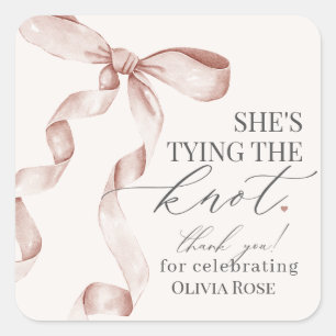 Beige Bow zähmt das Gastgeschenk des Knotenkreises Quadratischer Aufkleber