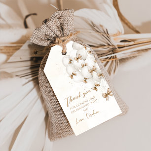 Beige Bows Balloons GeburtstagsgeschenkTags Geschenkanhänger