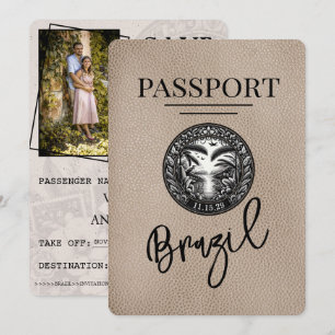 Beige Brasilien Reisepass Save The Date