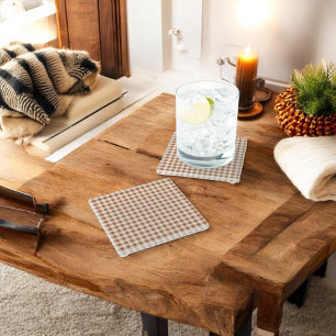Beige Braun Büffel Karo Holiday Glasuntersetzer