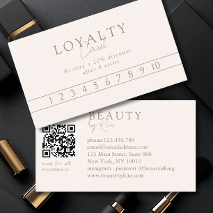 Beige & Braun Minimal Eleganter Salon QR-Code Visitenkarte