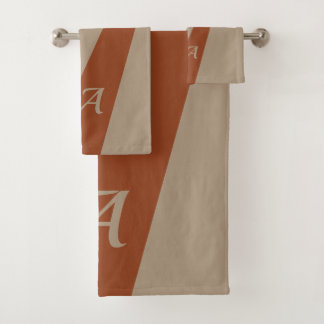 Beige braun moderne elegante, fett mit Monogramm Badhandtuch Set