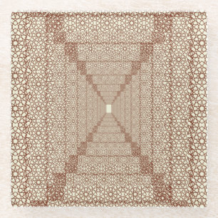 Beige Braun Rustikale Islamische Geometrische Einz Glasuntersetzer