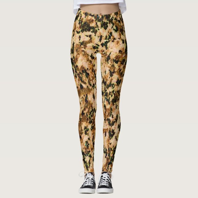 Beige-Braun-Schwarze Leggings (Vorderseite)