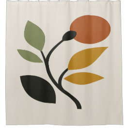 Beige, Braun und grüne Blumenmuster  Duschvorhang