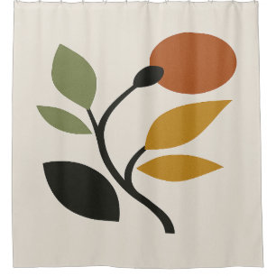 Beige, Braun und grüne Blumenmuster Duschvorhang