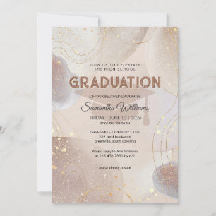 Beige Braun und Rosa Gold Glitter Abschluss Einladung