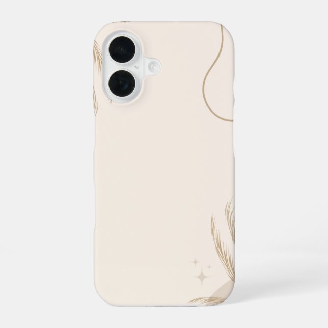 Beige Braune Ästhetische Florale Linktree Hintergr iPhone 16 Hülle (Rückseite)