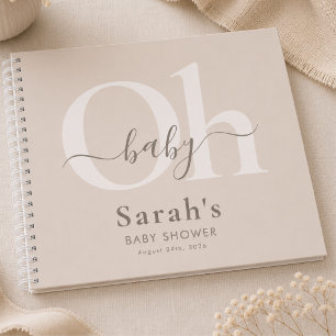 Beige Braune Babyparty Moderne Budget Gästebuch Notizbuch