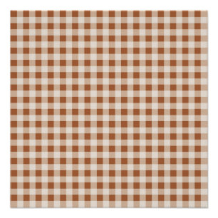 Beige Braune Büffel Karo Weihnachten  Poster